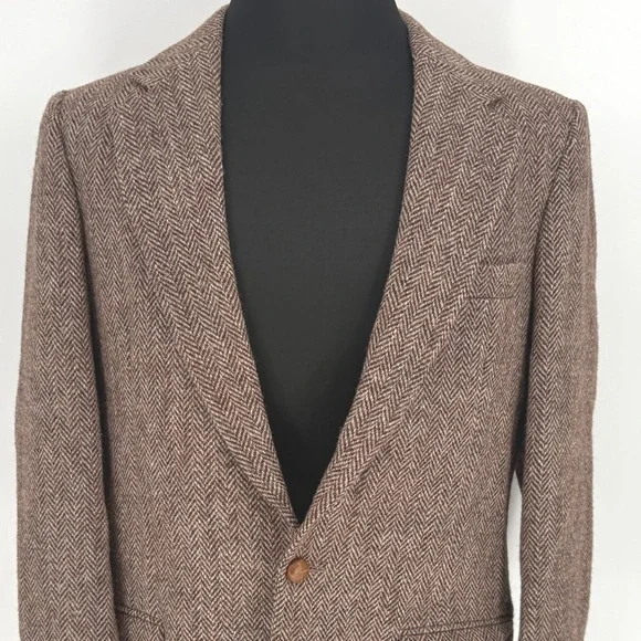 Vintage Harris Tweed Suit Coat Mens Blazer Size 44R Handwoven Pure Scottish Wool - Picture 1 of 6